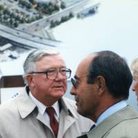 Richard DeVos with President Emeritus Don Lubbers at an event.